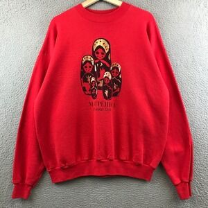 Vintage Hanes Matryoshka Russian Doll Sweatshirt Red‎ XL Crew Neck Pullover